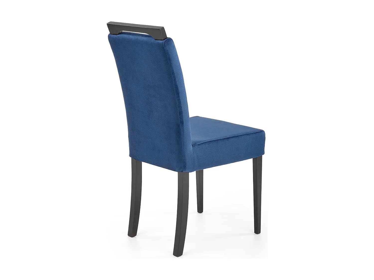 Silla de comedor de terciopelo azul con patas de madera maciza negra CANDY