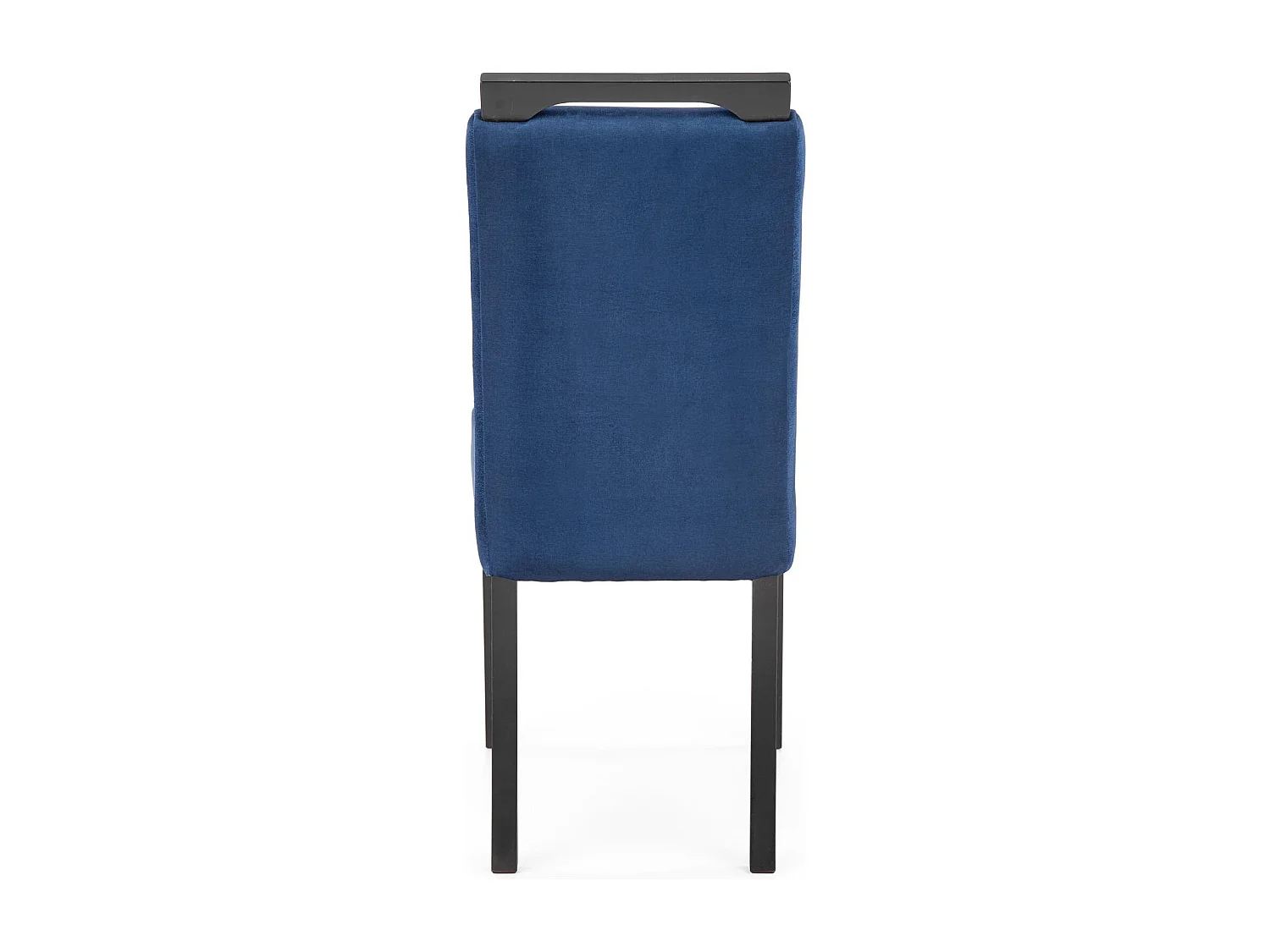 Silla de comedor de terciopelo azul con patas de madera maciza negra CANDY