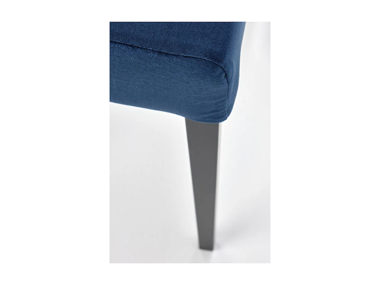 Chaise de salle à manger en velours bleue avec pieds noirs en bois massif CANDY