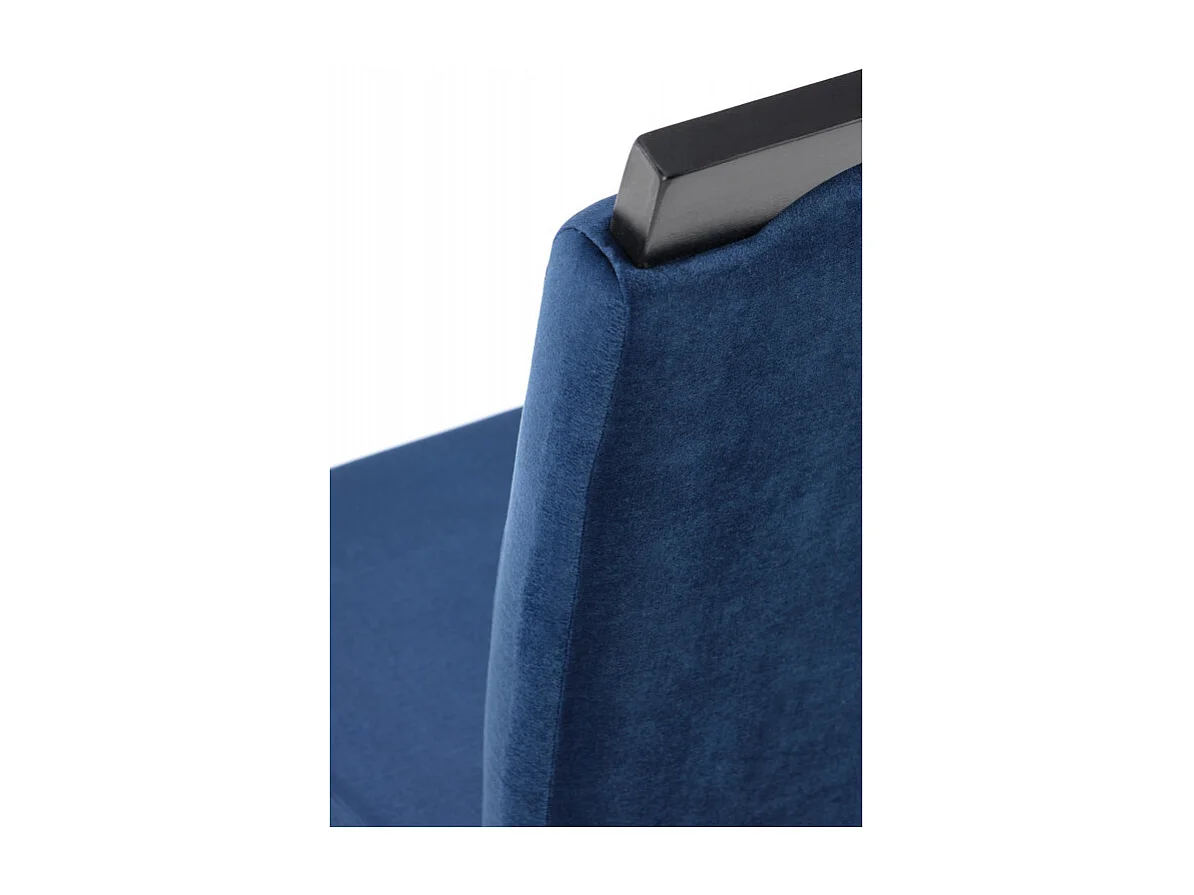 Chaise de salle à manger en velours bleue avec pieds noirs en bois massif CANDY