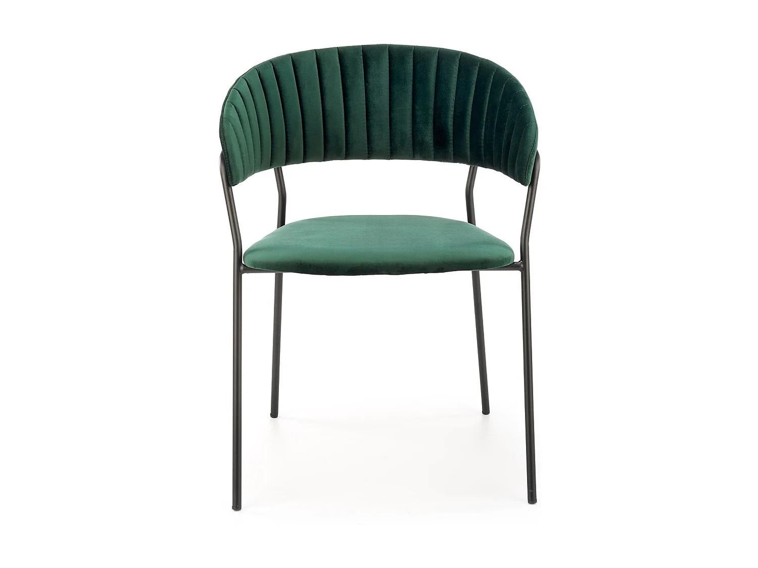 Silla de comedor contemporánea de terciopelo verde con estructura de metal negro DAGAN
