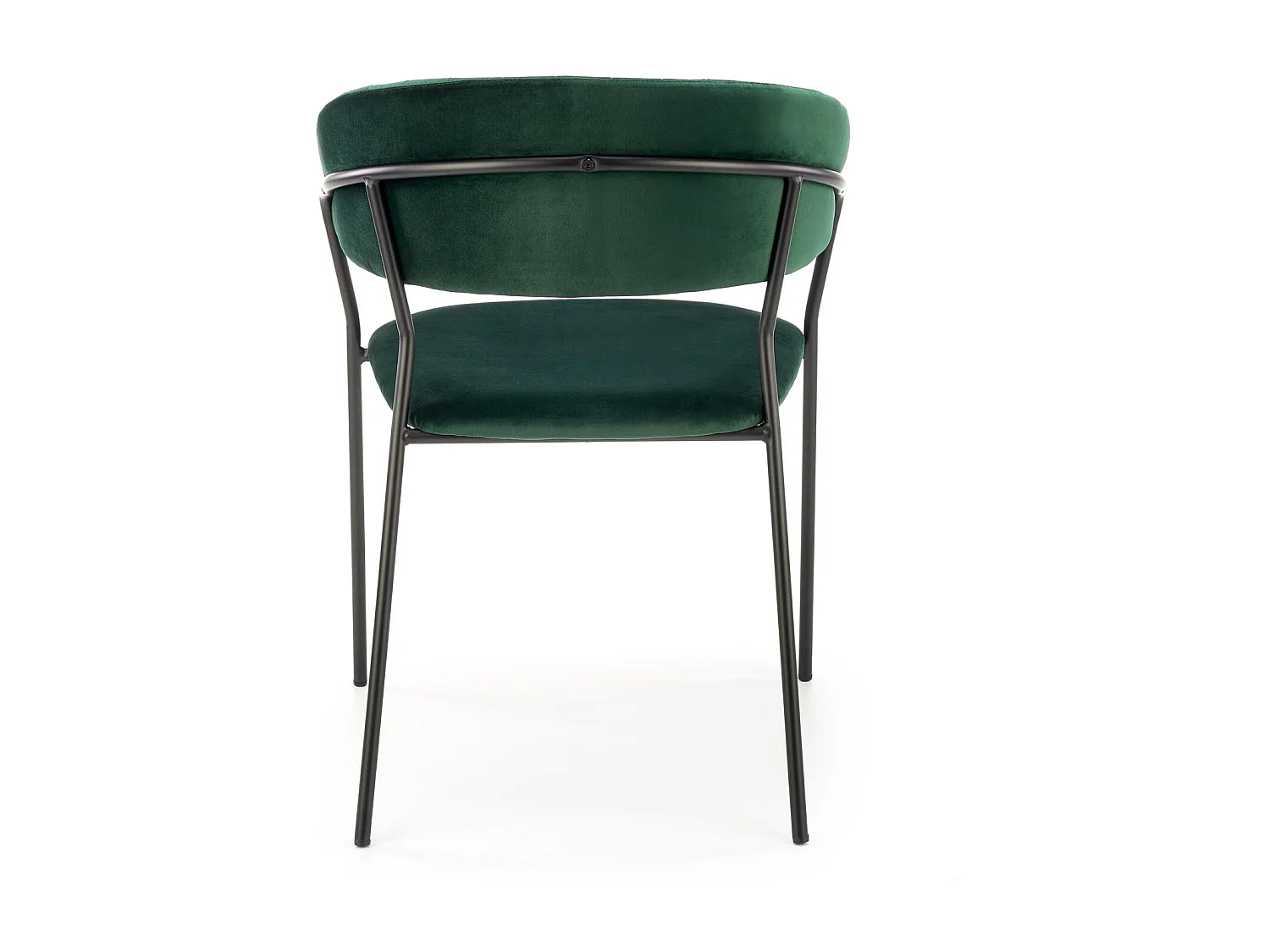 Silla de comedor contemporánea de terciopelo verde con estructura de metal negro DAGAN