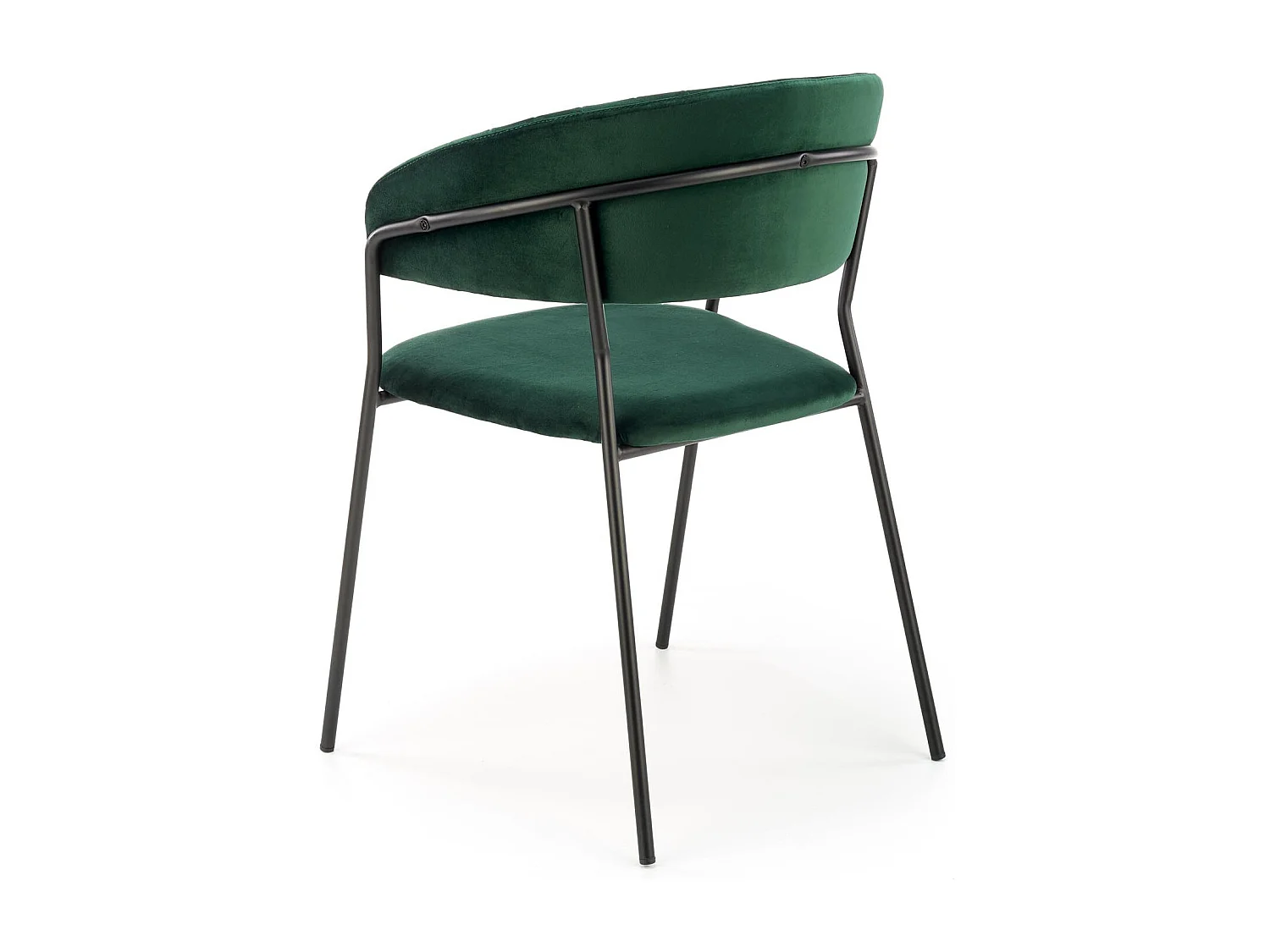 Silla de comedor contemporánea de terciopelo verde con estructura de metal negro DAGAN