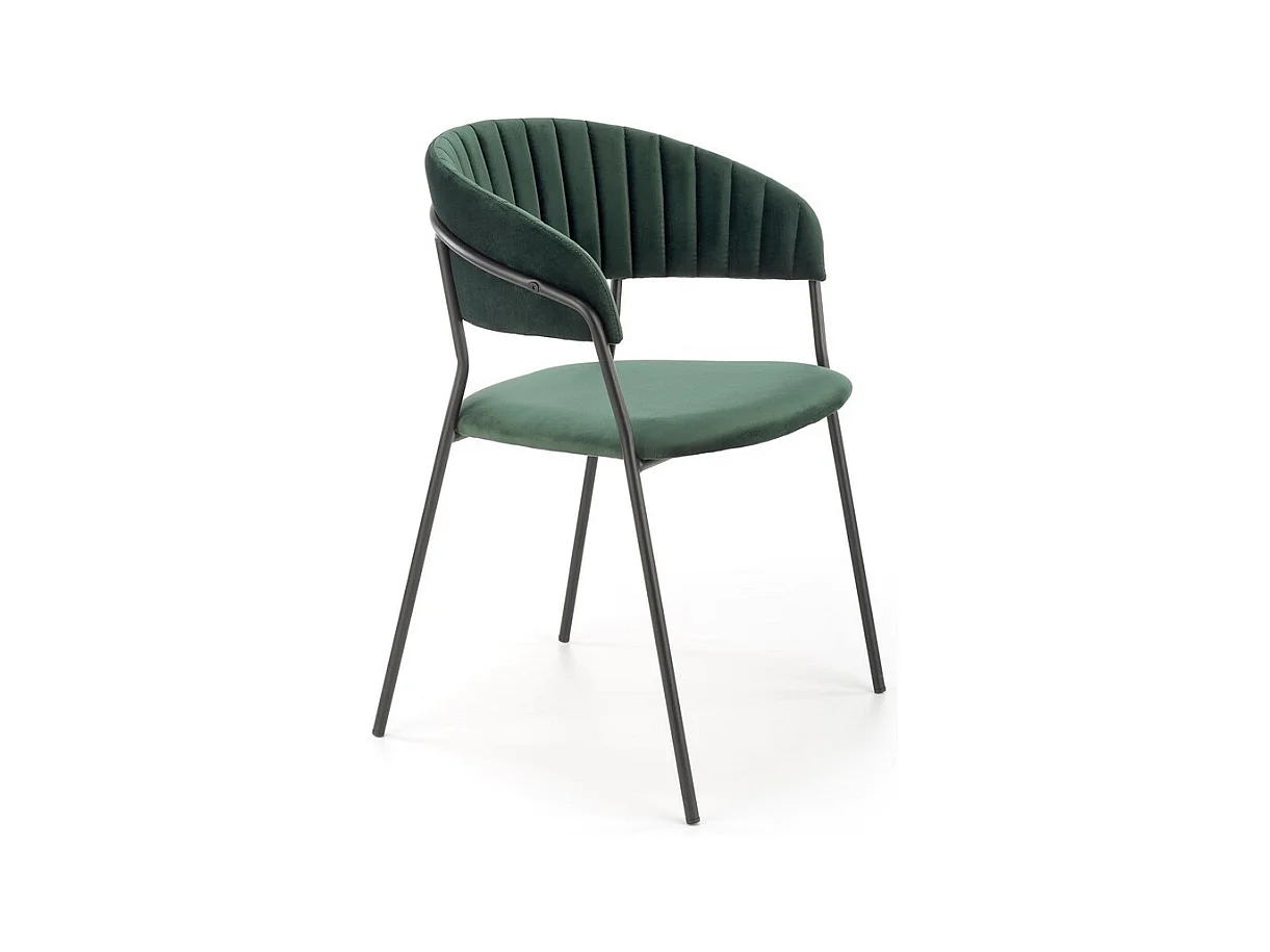 Chaise de salle à manger contemporaine en velours vert avec structure en métal noir DAGAN