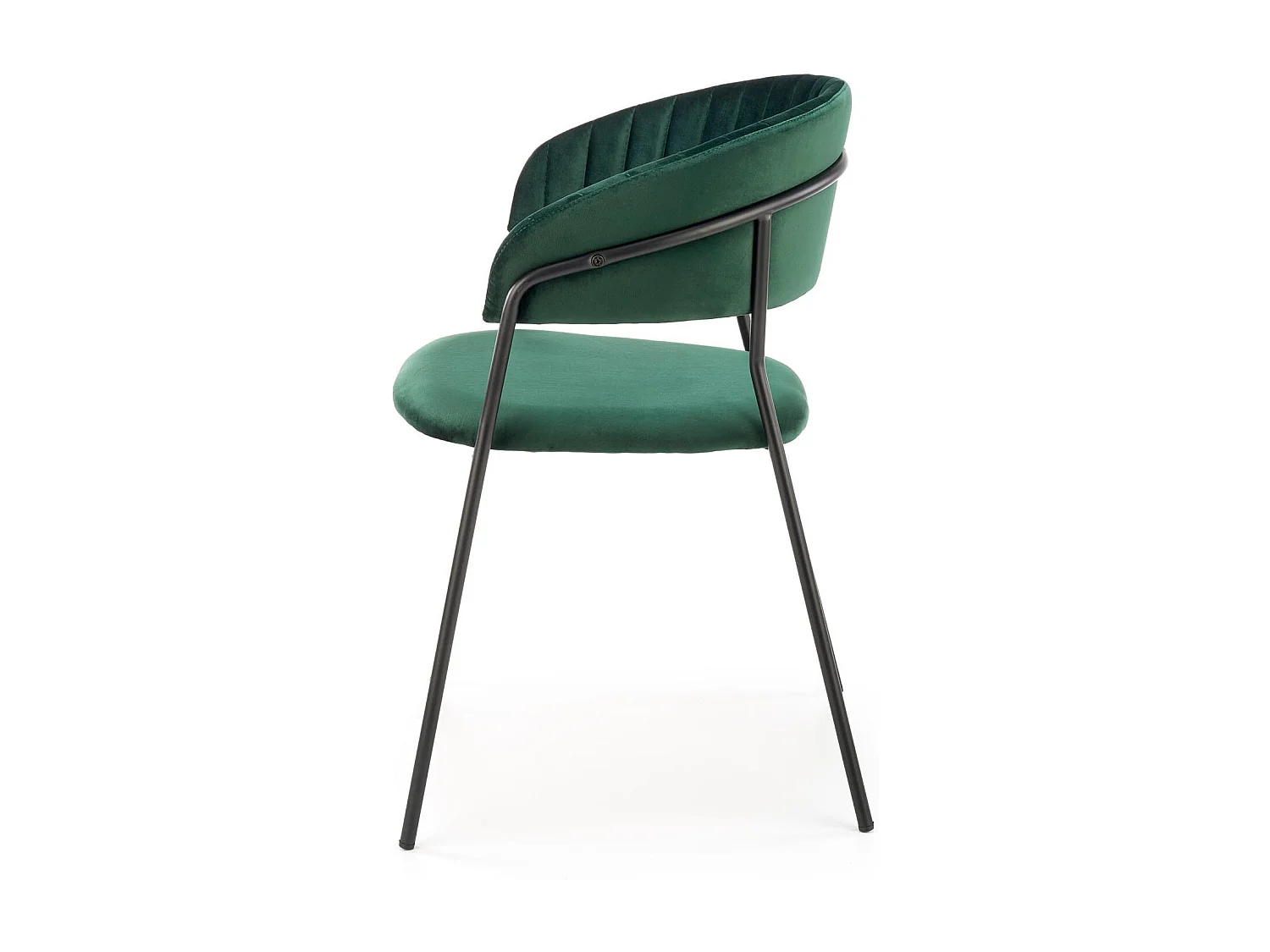Chaise de salle à manger contemporaine en velours vert avec structure en métal noir DAGAN