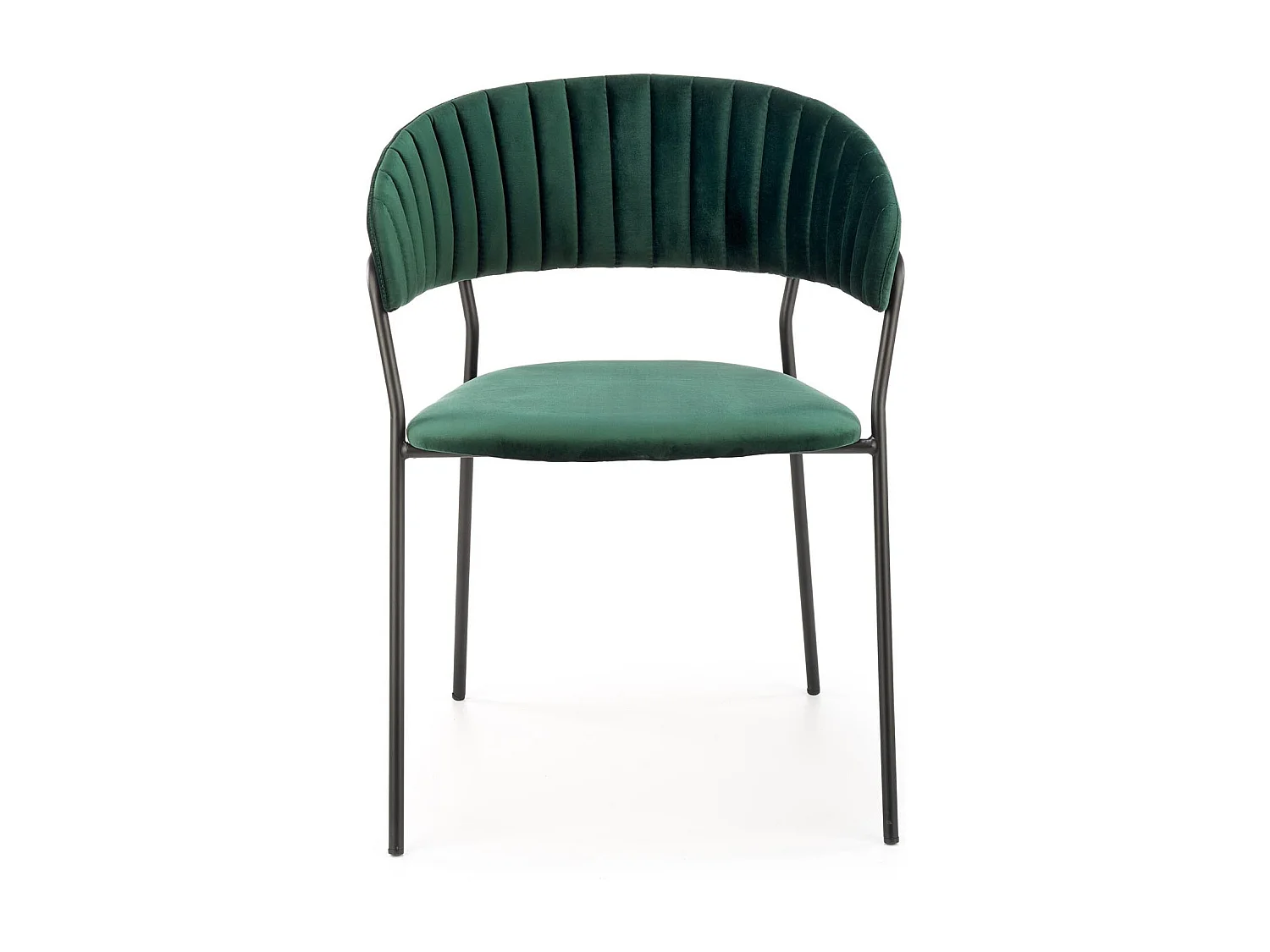 Chaise de salle à manger contemporaine en velours vert avec structure en métal noir DAGAN