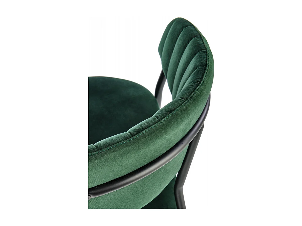 Chaise de salle à manger contemporaine en velours vert avec structure en métal noir DAGAN