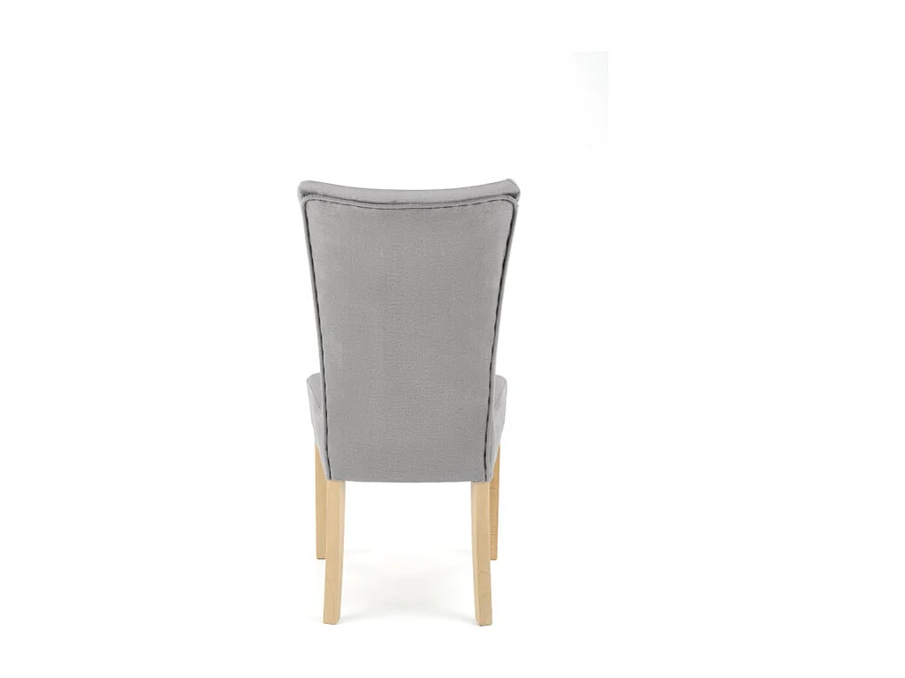 Silla Yanis tapizada en terciopelo gris con patas de madera maciza