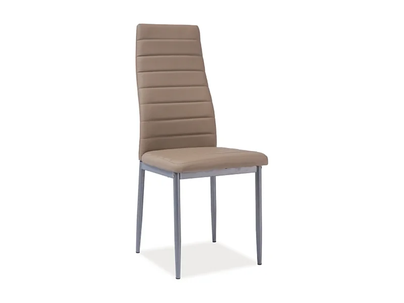 Silla de diseño Gwana beige con patas de aluminio y ecopiel