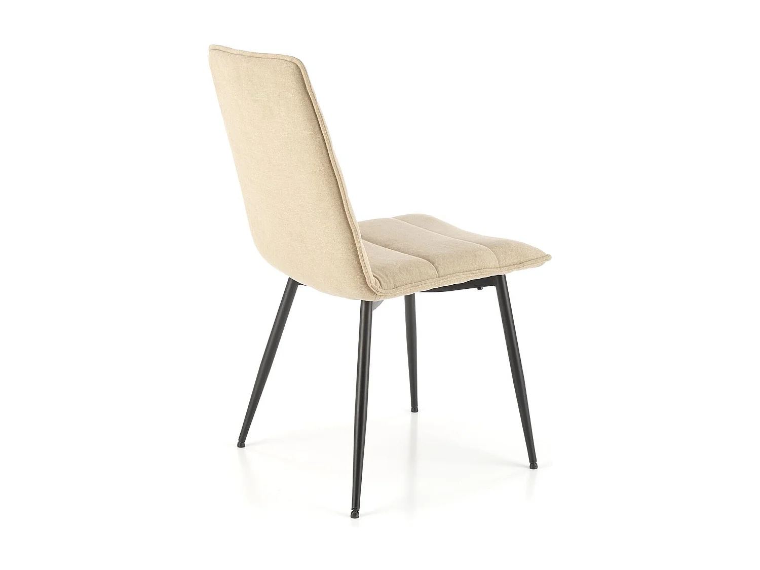Silla de diseño Assia de tela beige con patas de metal negro