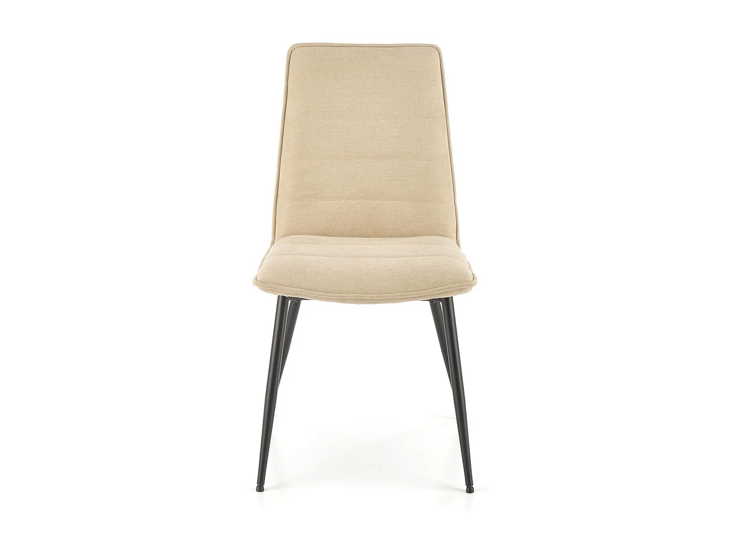 Silla de diseño Assia de tela beige con patas de metal negro