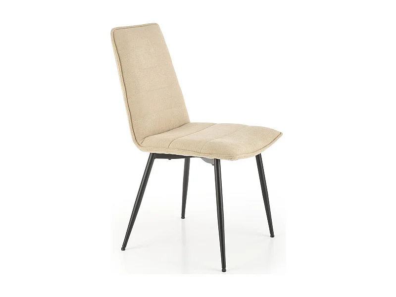 Chaise design en tissu beige avec pieds en métal noir Assia