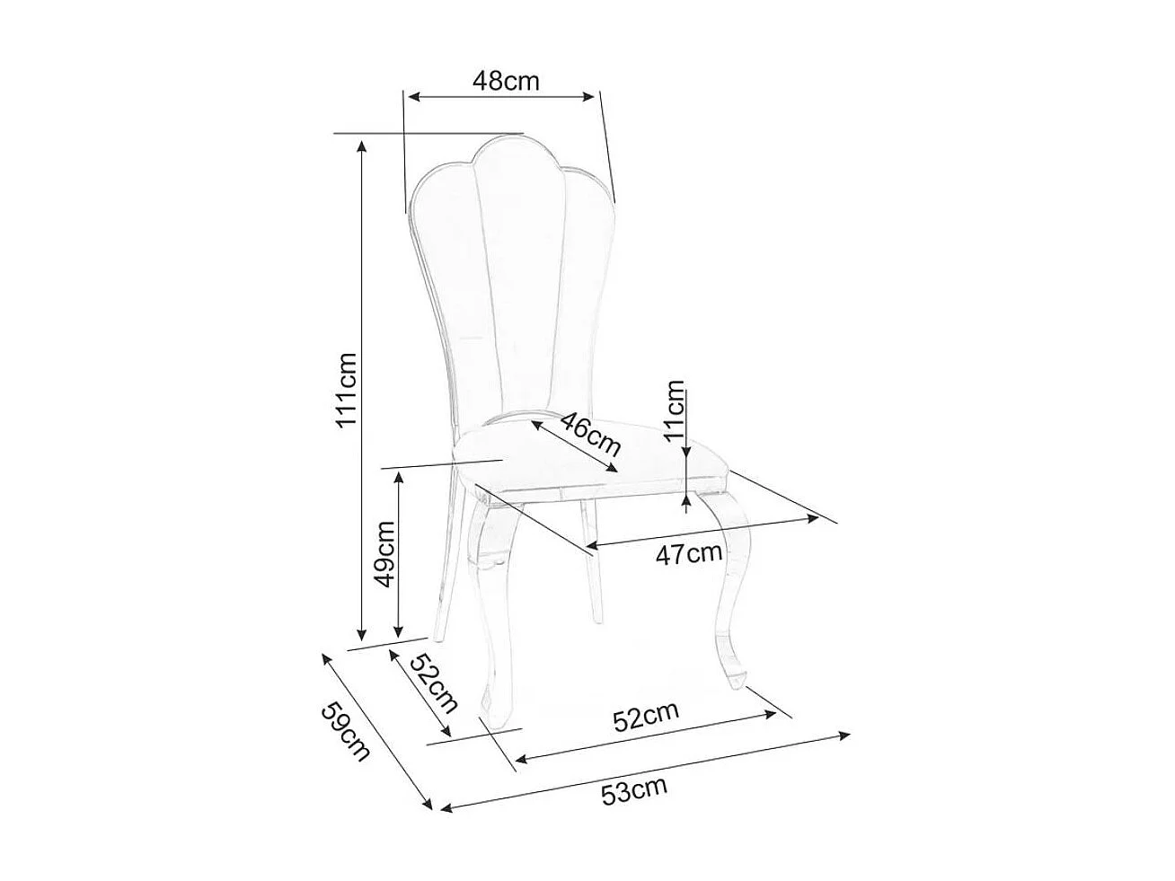 Chaise baroque en velours noir avec dossier haut et pieds métal doré Maiwenn