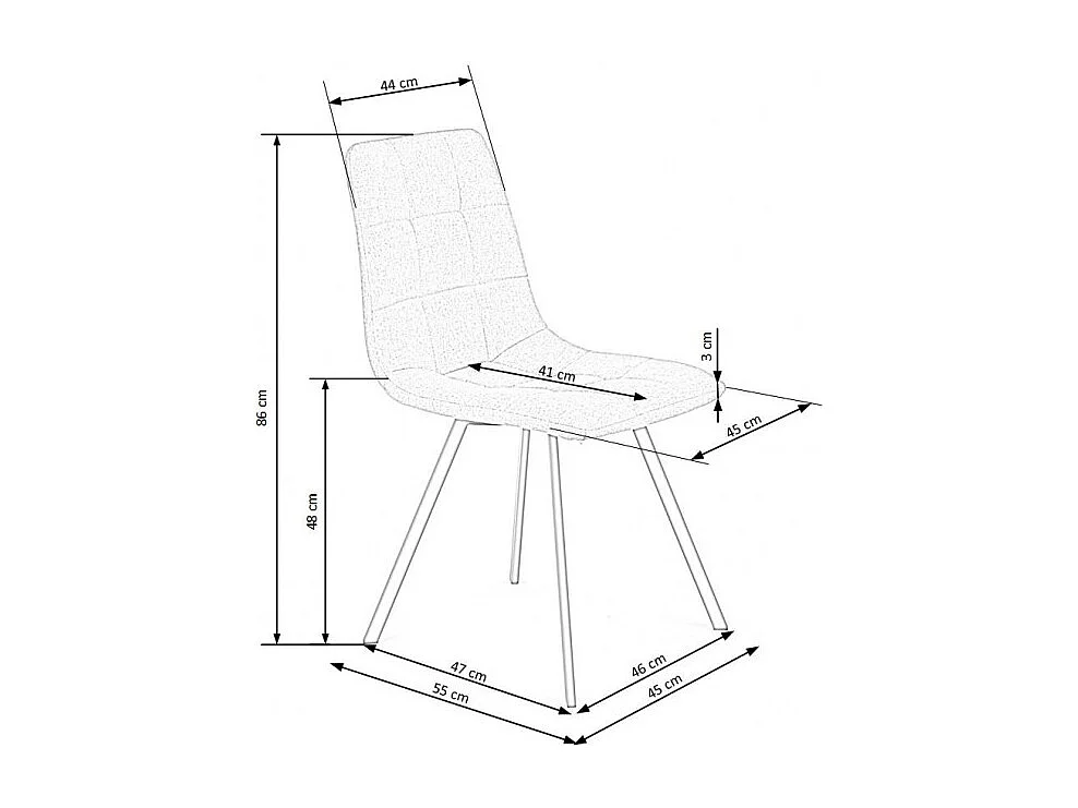 Silla de comedor beige con patas de acero negro Ottawa