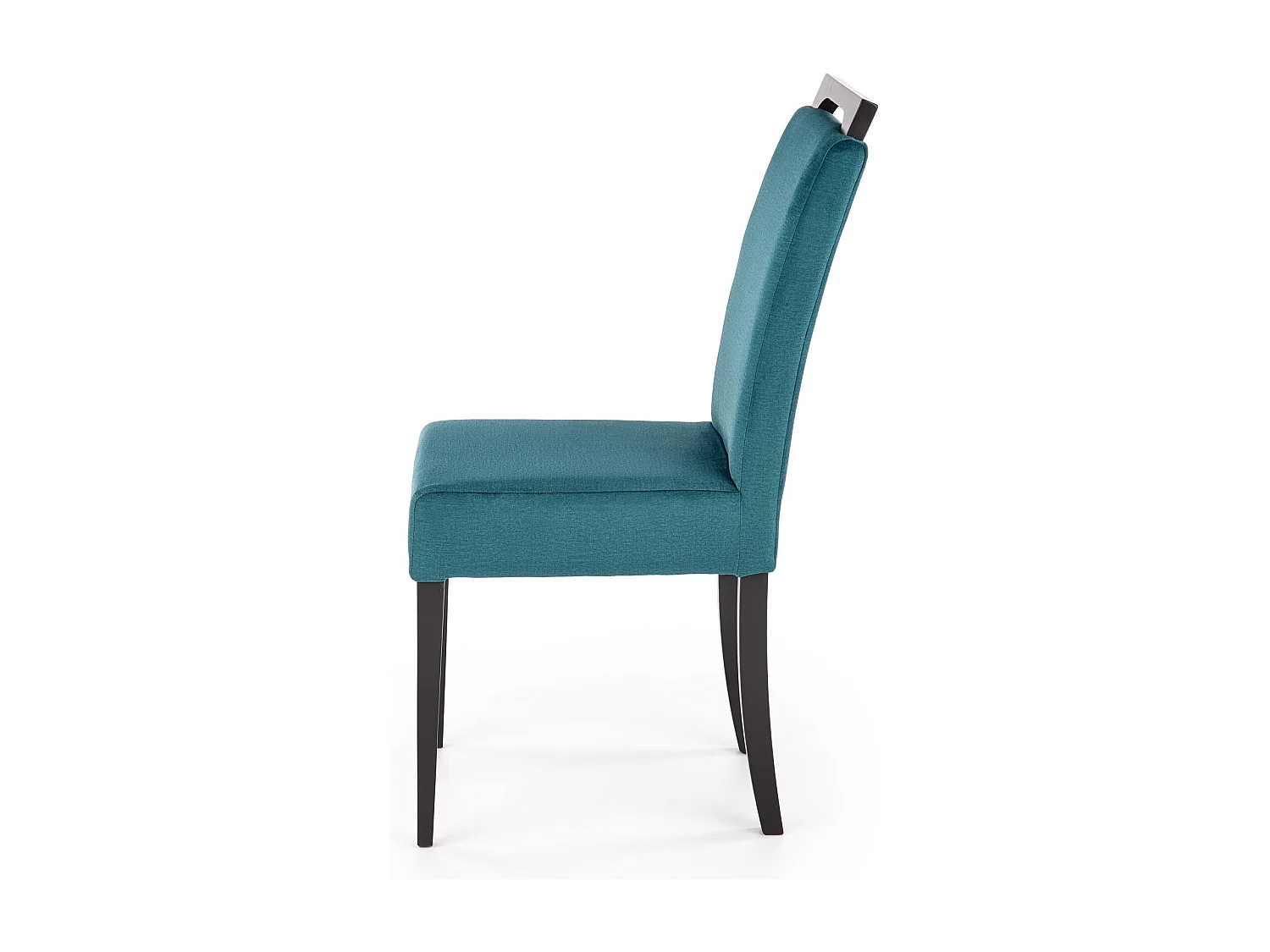 Silla de comedor de terciopelo verde con patas de madera maciza negra CANDY