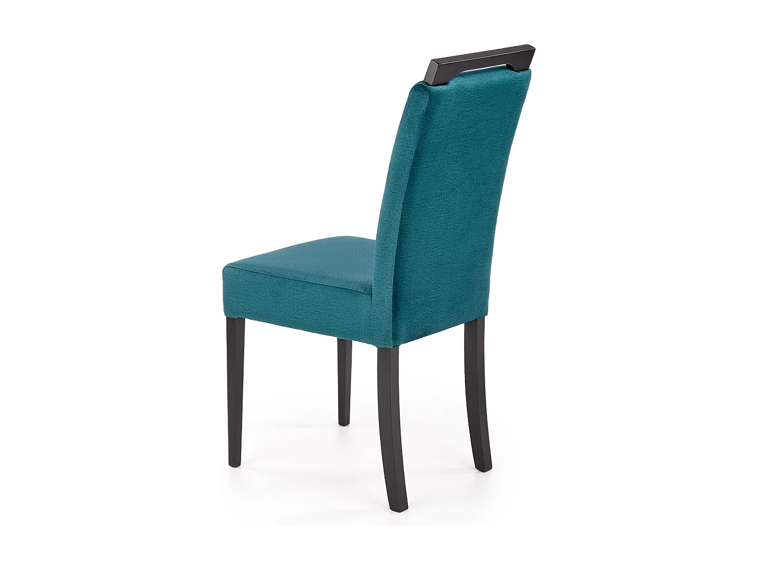 Silla de comedor de terciopelo verde con patas de madera maciza negra CANDY