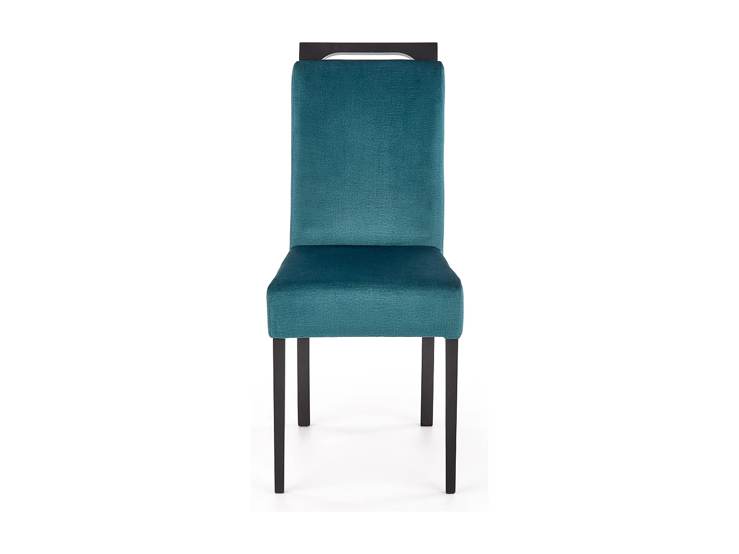 Silla de comedor de terciopelo verde con patas de madera maciza negra CANDY