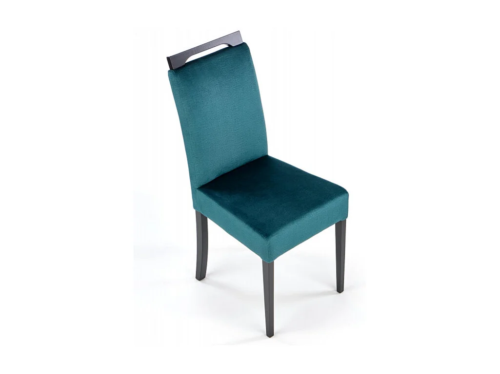 Silla de comedor de terciopelo verde con patas de madera maciza negra CANDY