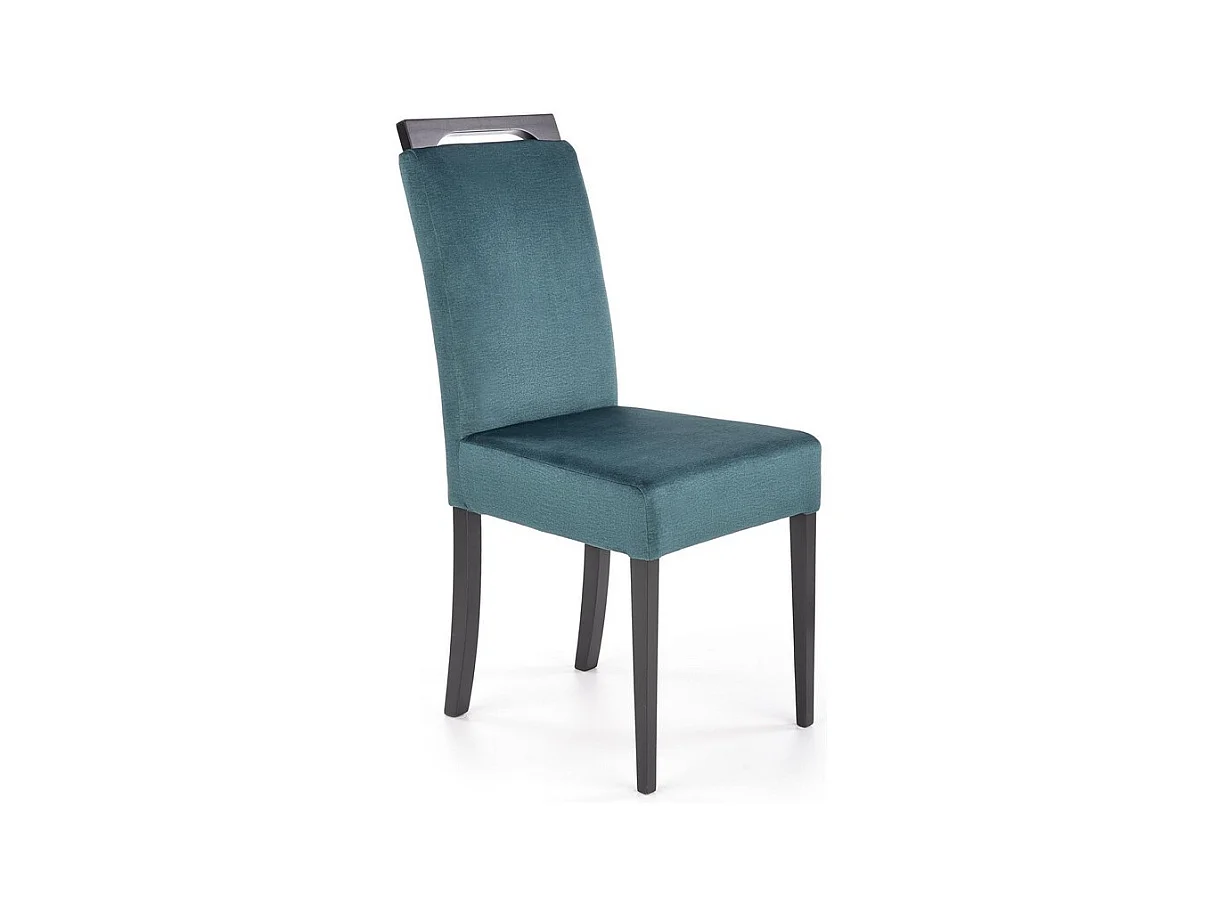 Chaise de salle à manger velours verte avec pieds noirs en bois massif CANDY