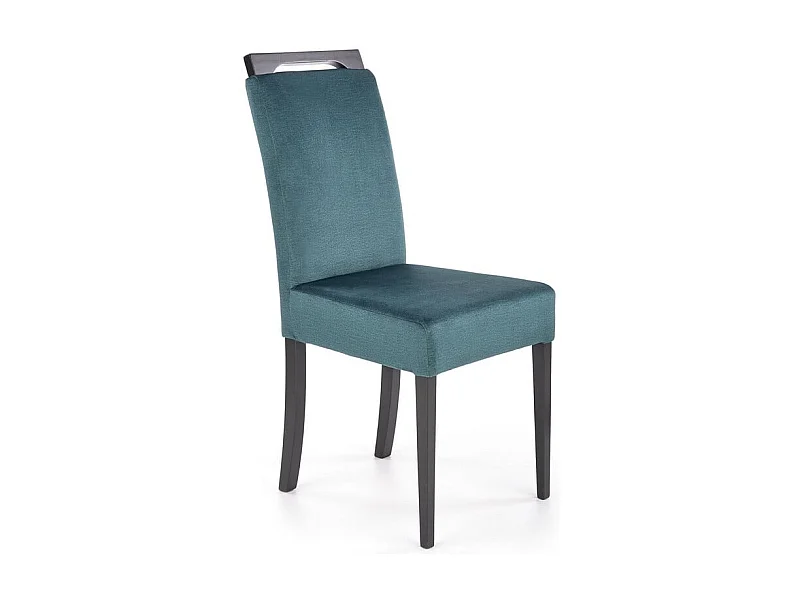 Chaise de salle à manger velours verte avec pieds noirs en bois massif CANDY