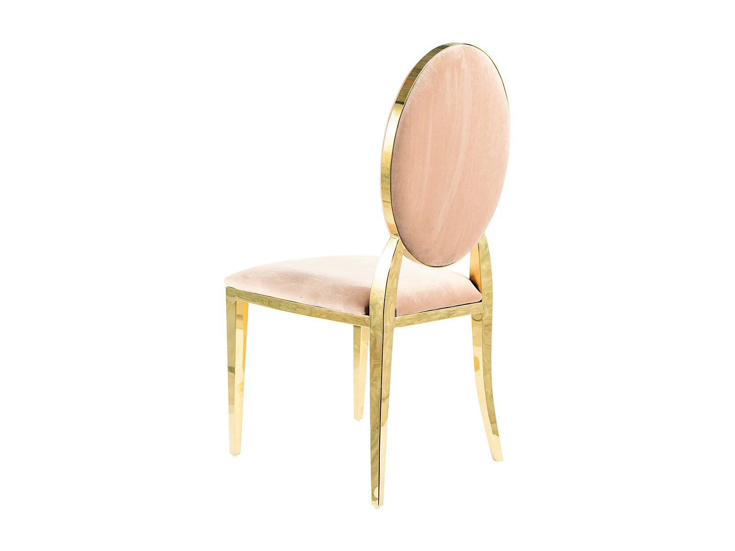 Chaise design en velours beige avec pied métal doré Céline