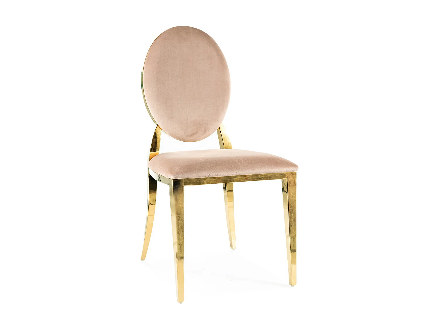 Chaise design en velours beige avec pied métal doré Céline