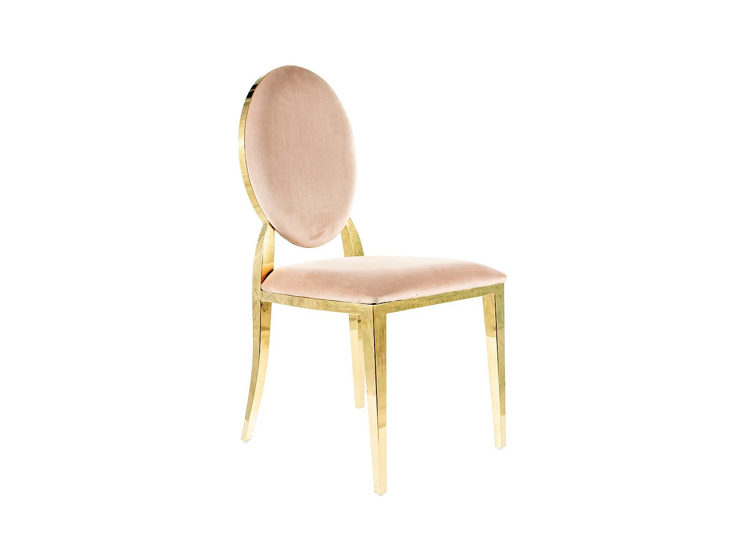 Chaise design en velours beige avec pied métal doré Céline