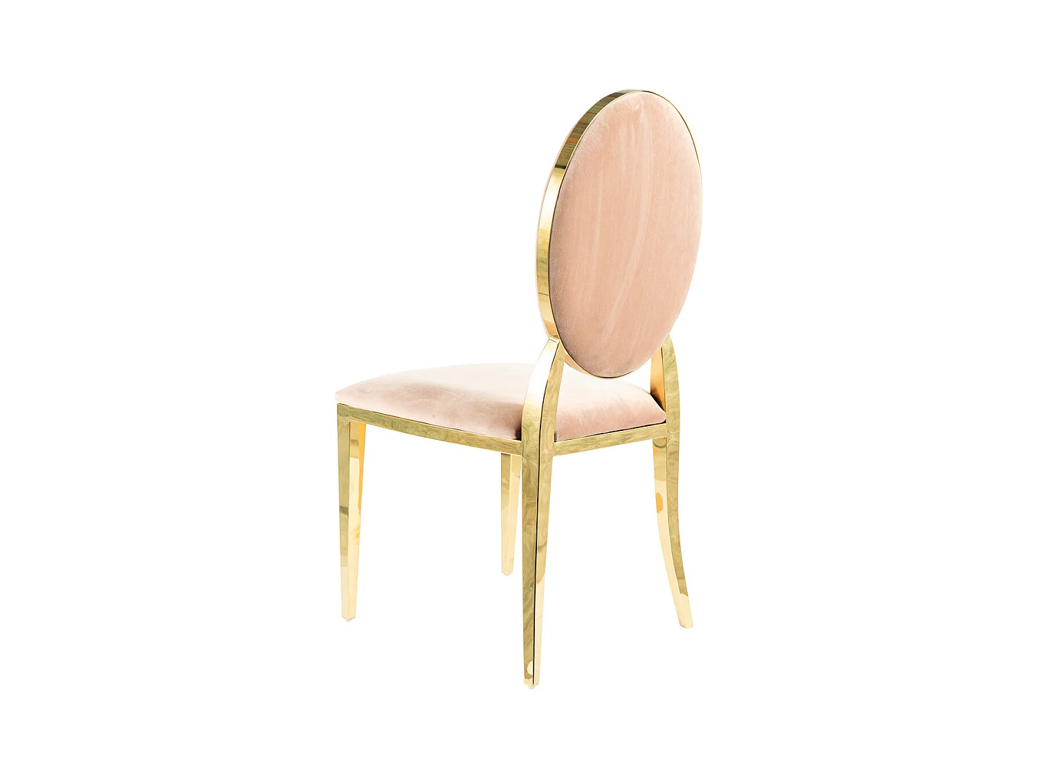 Silla de diseño de terciopelo beige con base de metal dorado Céline