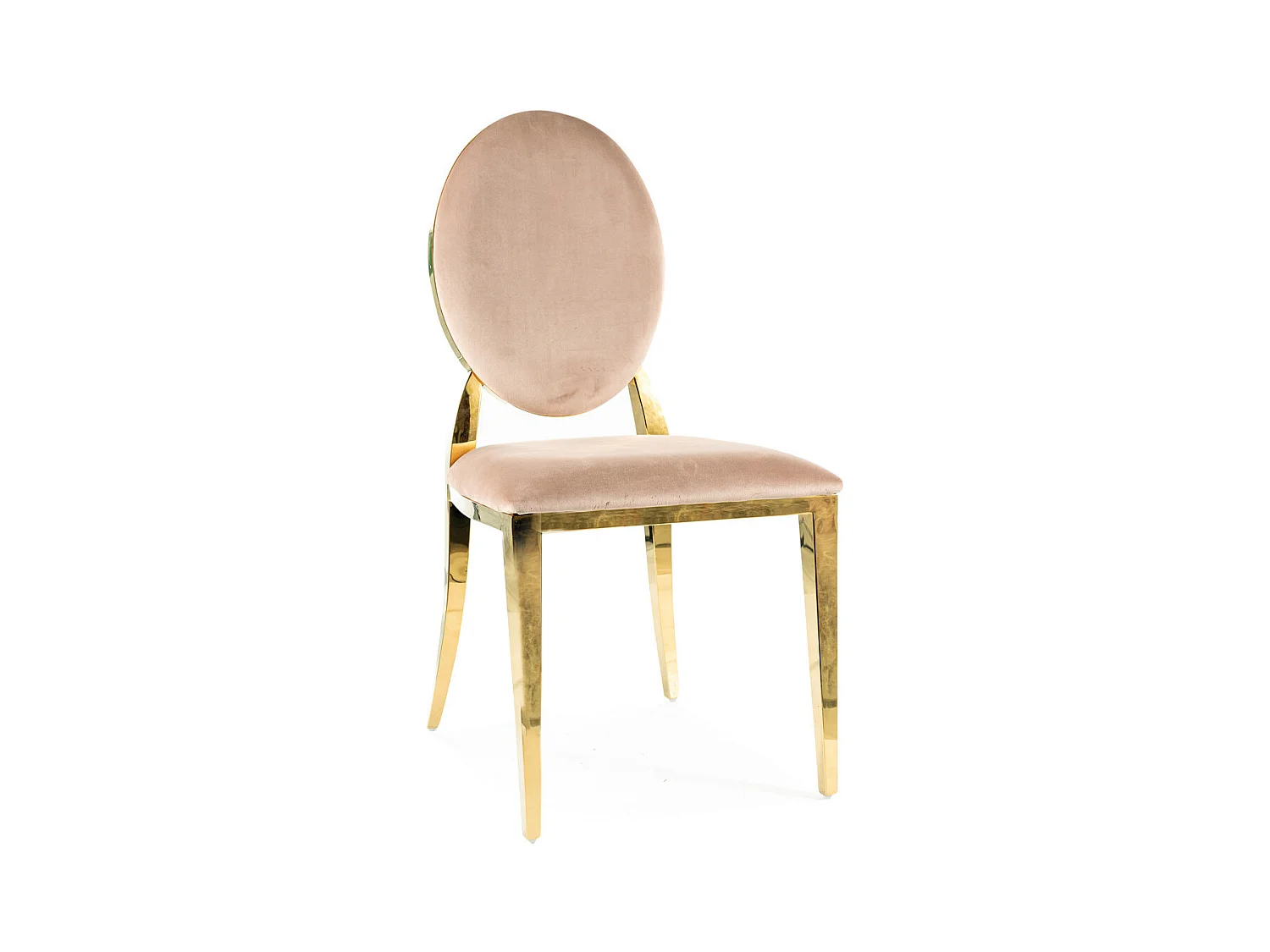 Silla de diseño de terciopelo beige con base de metal dorado Céline