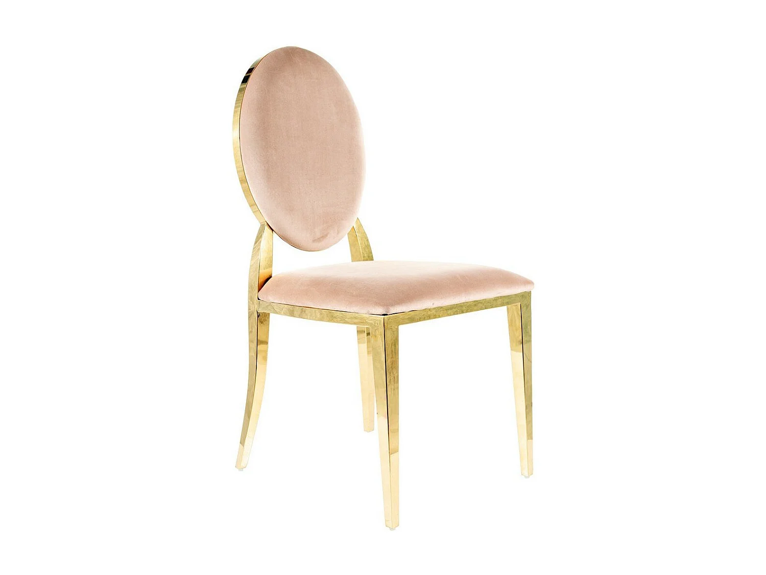 Sedia di design in velluto beige con base in metallo dorato Céline