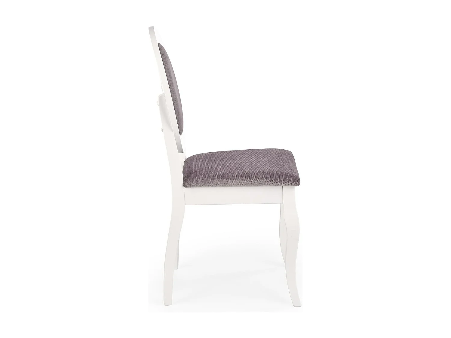 Chaise de salle à manger baroque en bois massif blanc et tissu gris Barroco