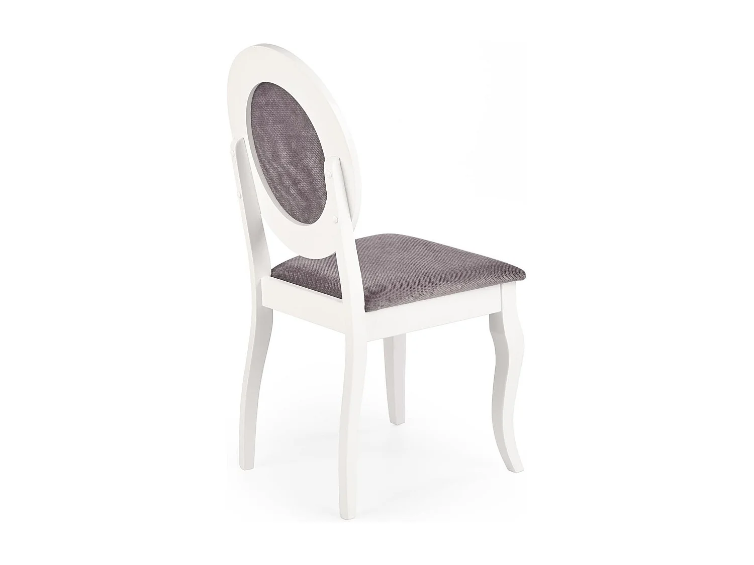 Chaise de salle à manger baroque en bois massif blanc et tissu gris Barroco