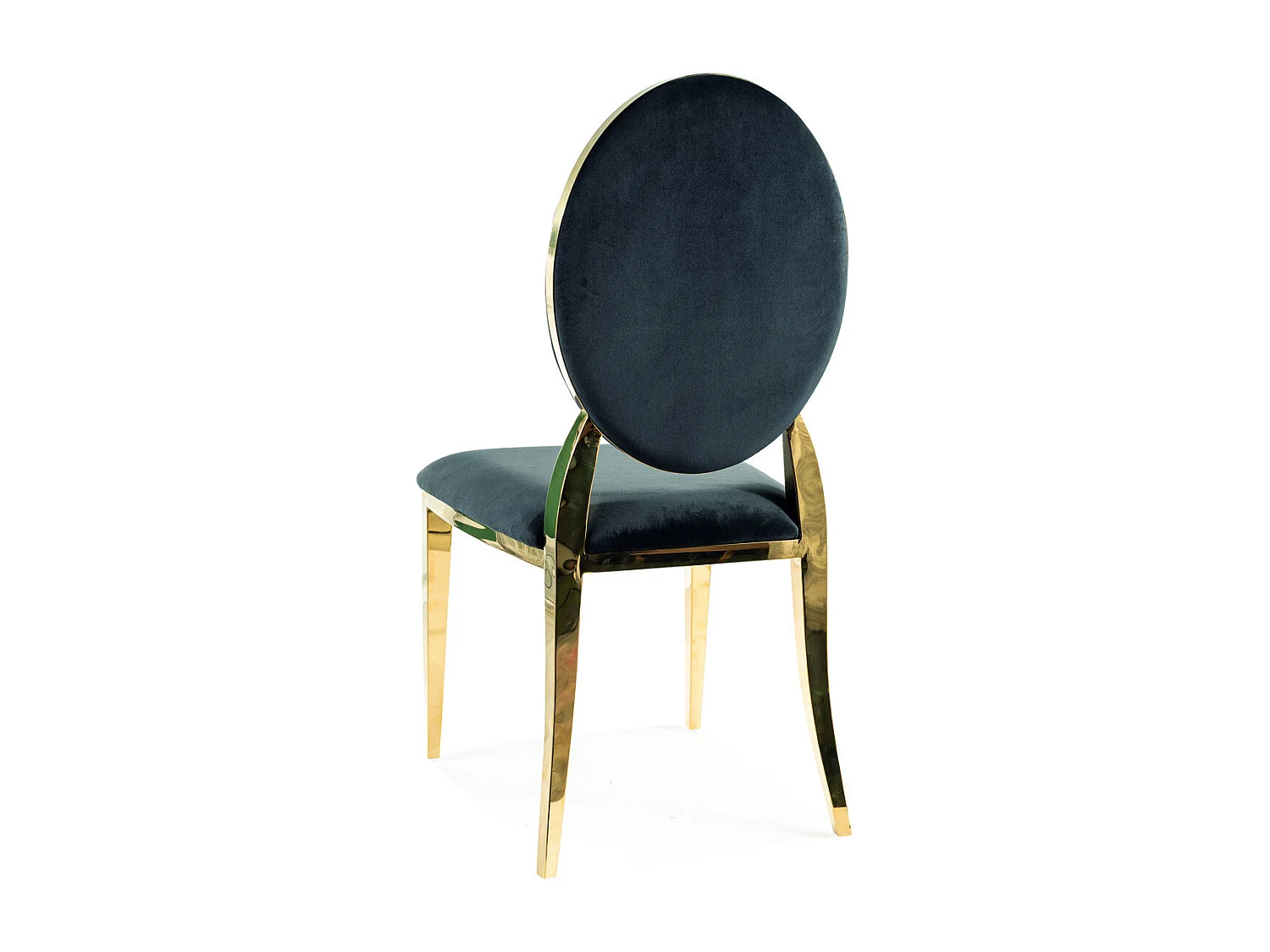 Chaise design en velours noir avec piètement en métal doré Céline