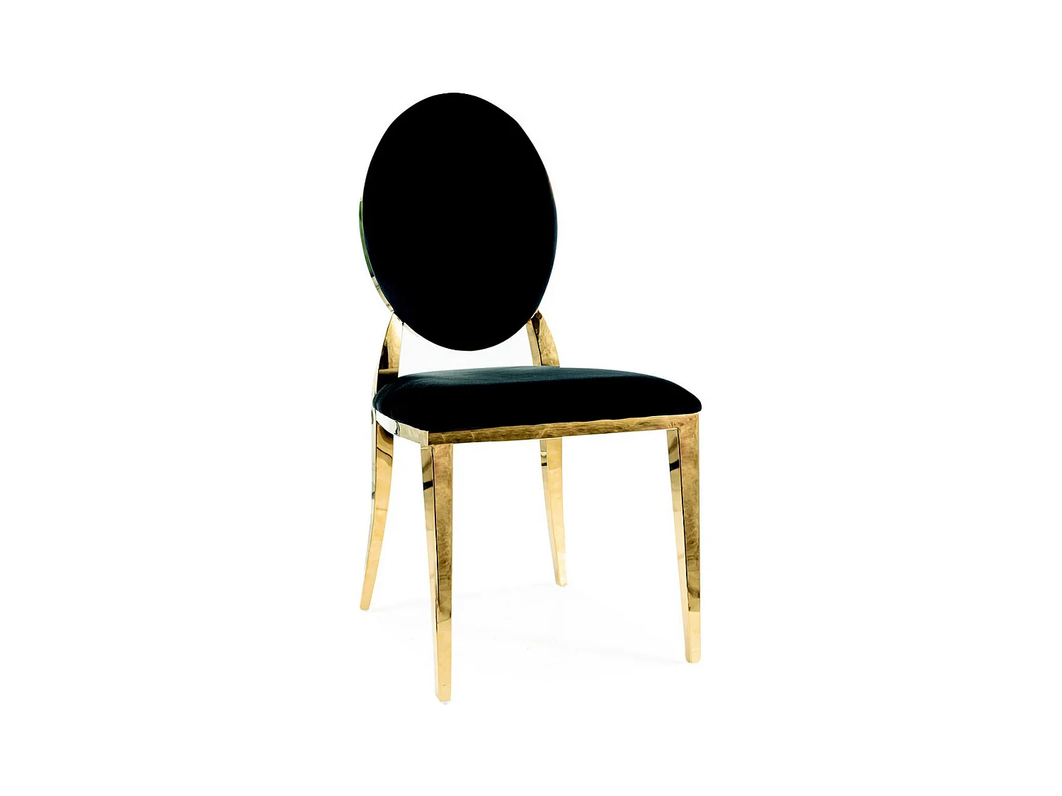 Silla de diseño de terciopelo negro con base de metal dorado Céline
