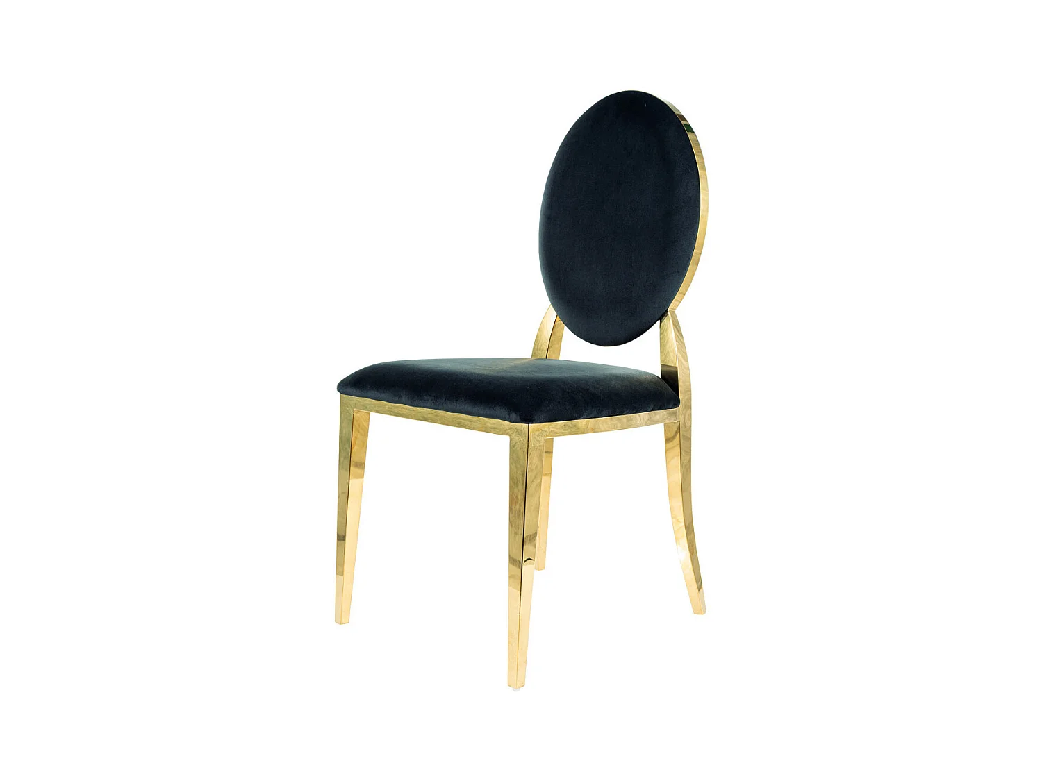 Silla de diseño de terciopelo negro con base de metal dorado Céline