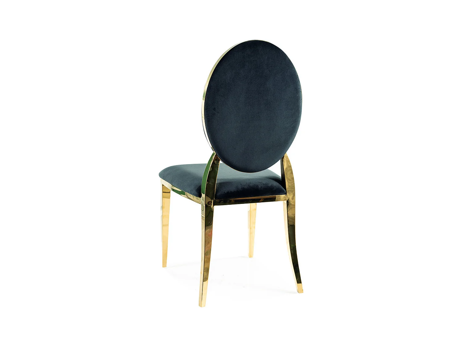 Silla de diseño de terciopelo negro con base de metal dorado Céline