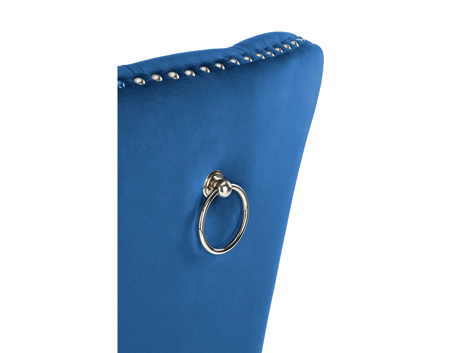 Chaise capitonnée en velours bleu avec pieds noirs en bois massif BERENICE