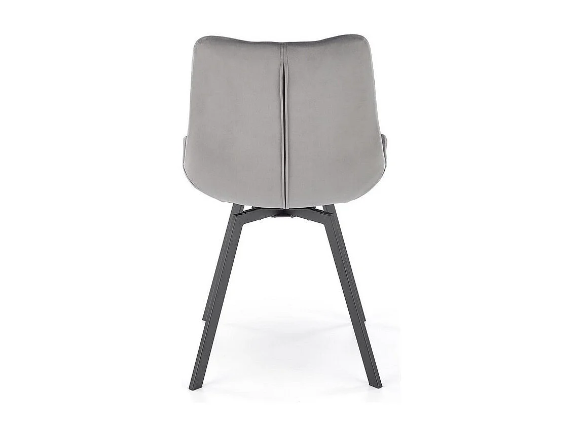 Sedia di design imbottita in metallo nero e velluto grigio Brino