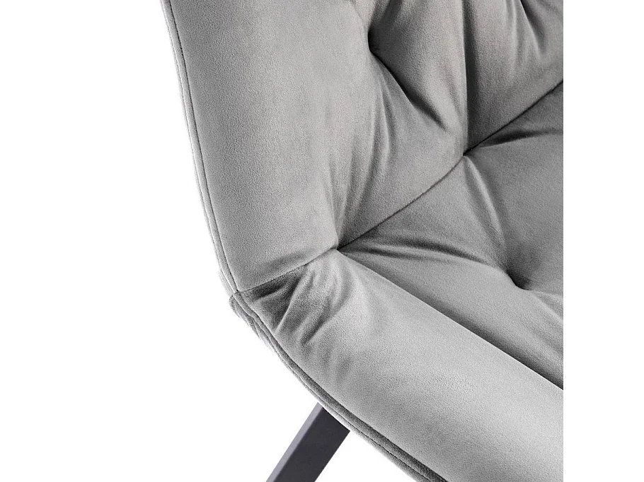 Sedia di design imbottita in metallo nero e velluto grigio Brino