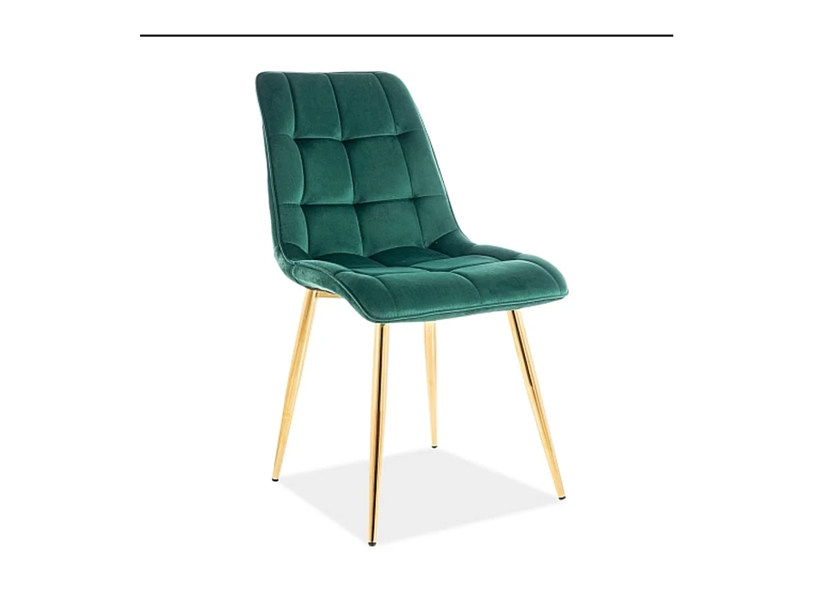 Chaise design velours vert pieds or Harriet