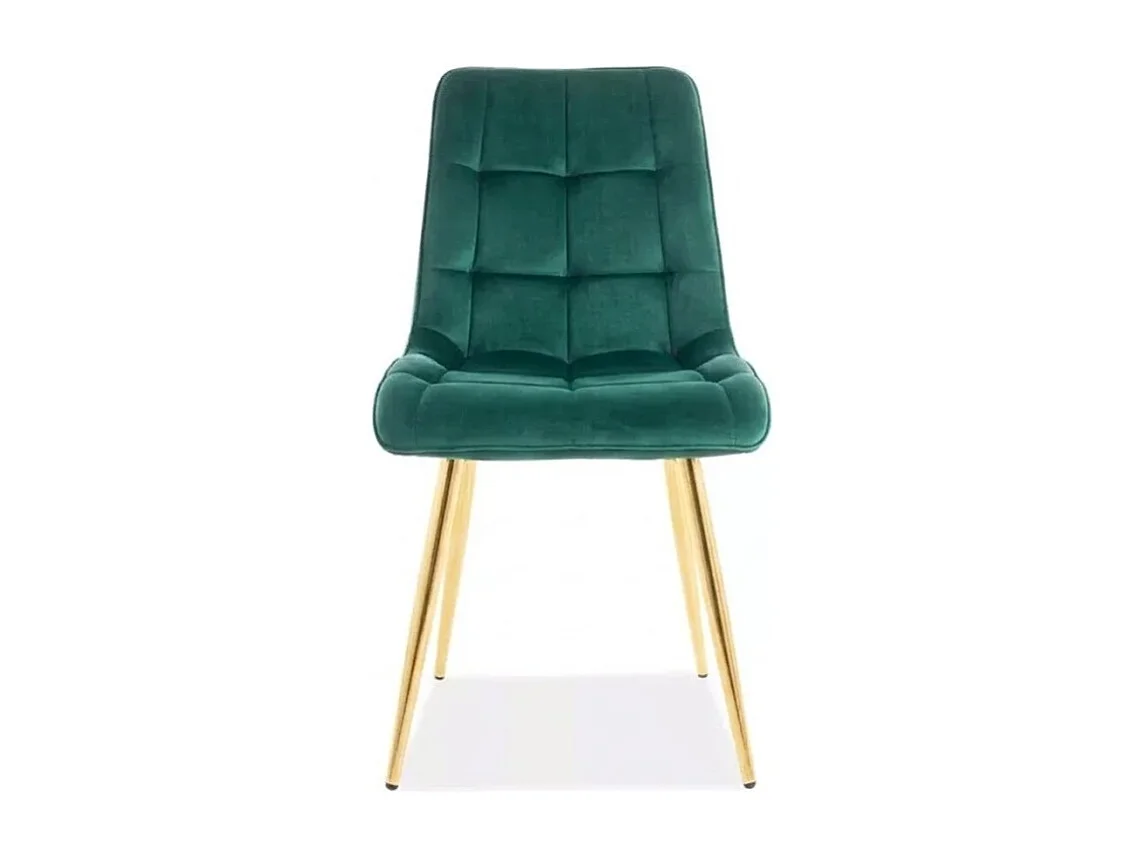 Chaise design velours vert pieds or Harriet