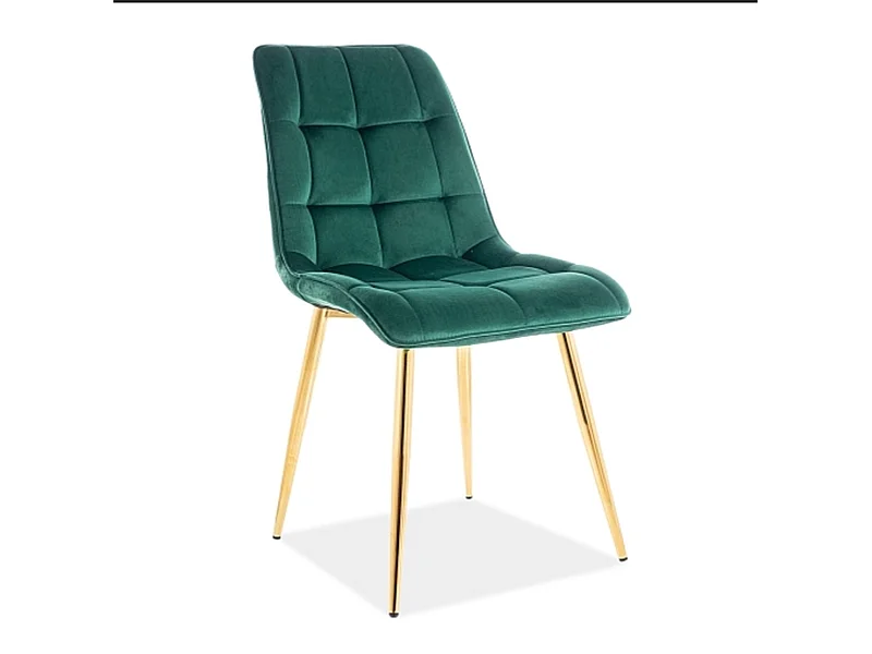 Sedia di design in velluto verde Harriet con gambe dorate