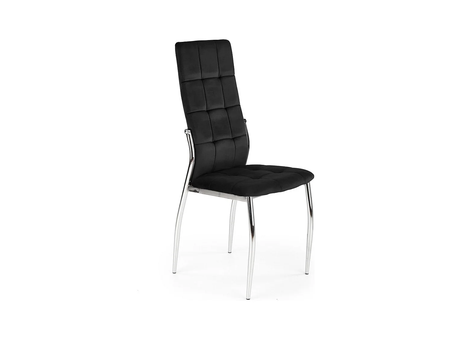 Chaise matelassée en velours noir avec pieds en métal Elysium