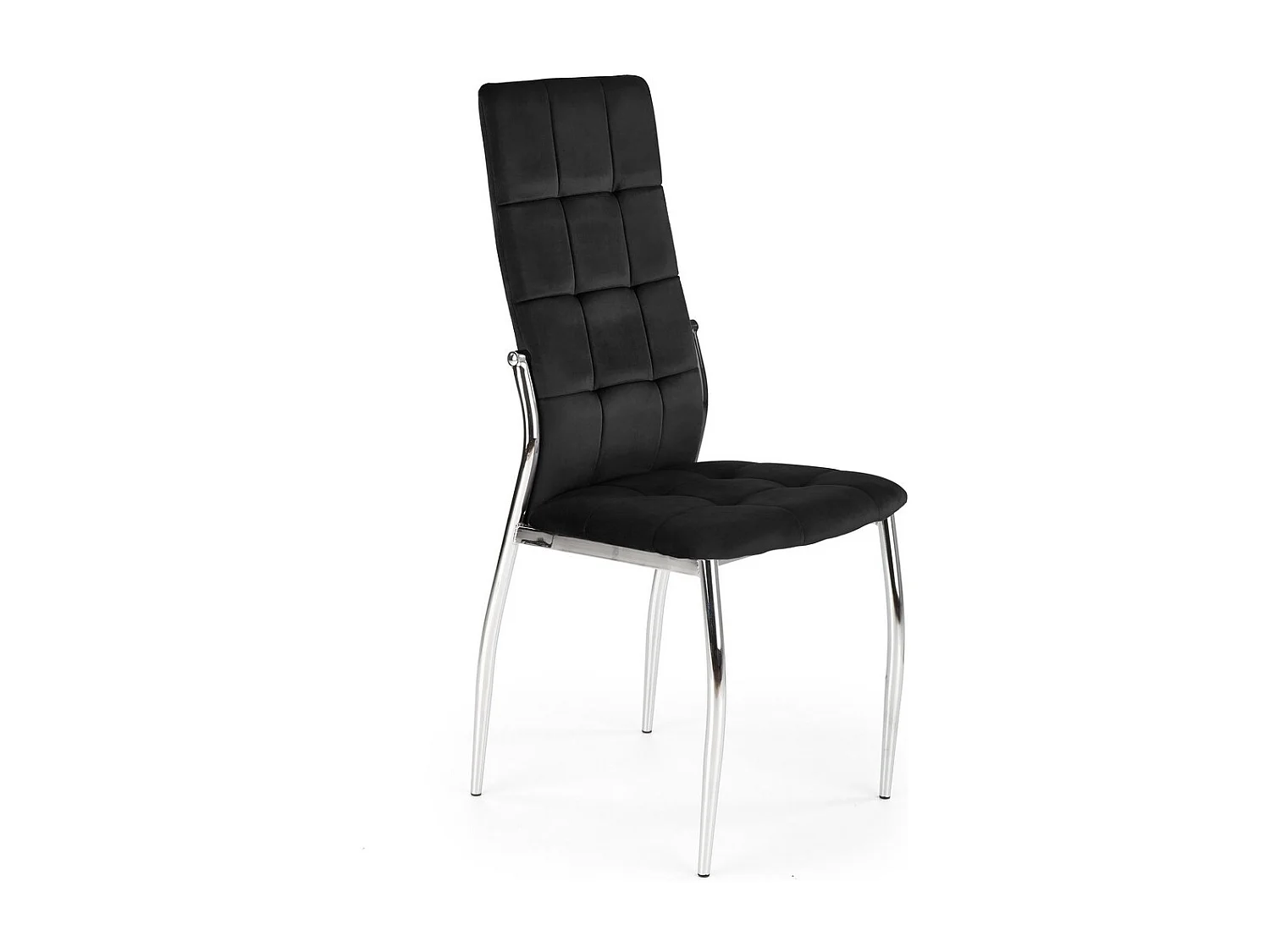 Sedia imbottita in velluto nero Elysium con gambe in metallo