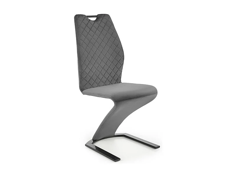 Sedia di design in velluto grigio con gamba a U in metallo nero VIDAR