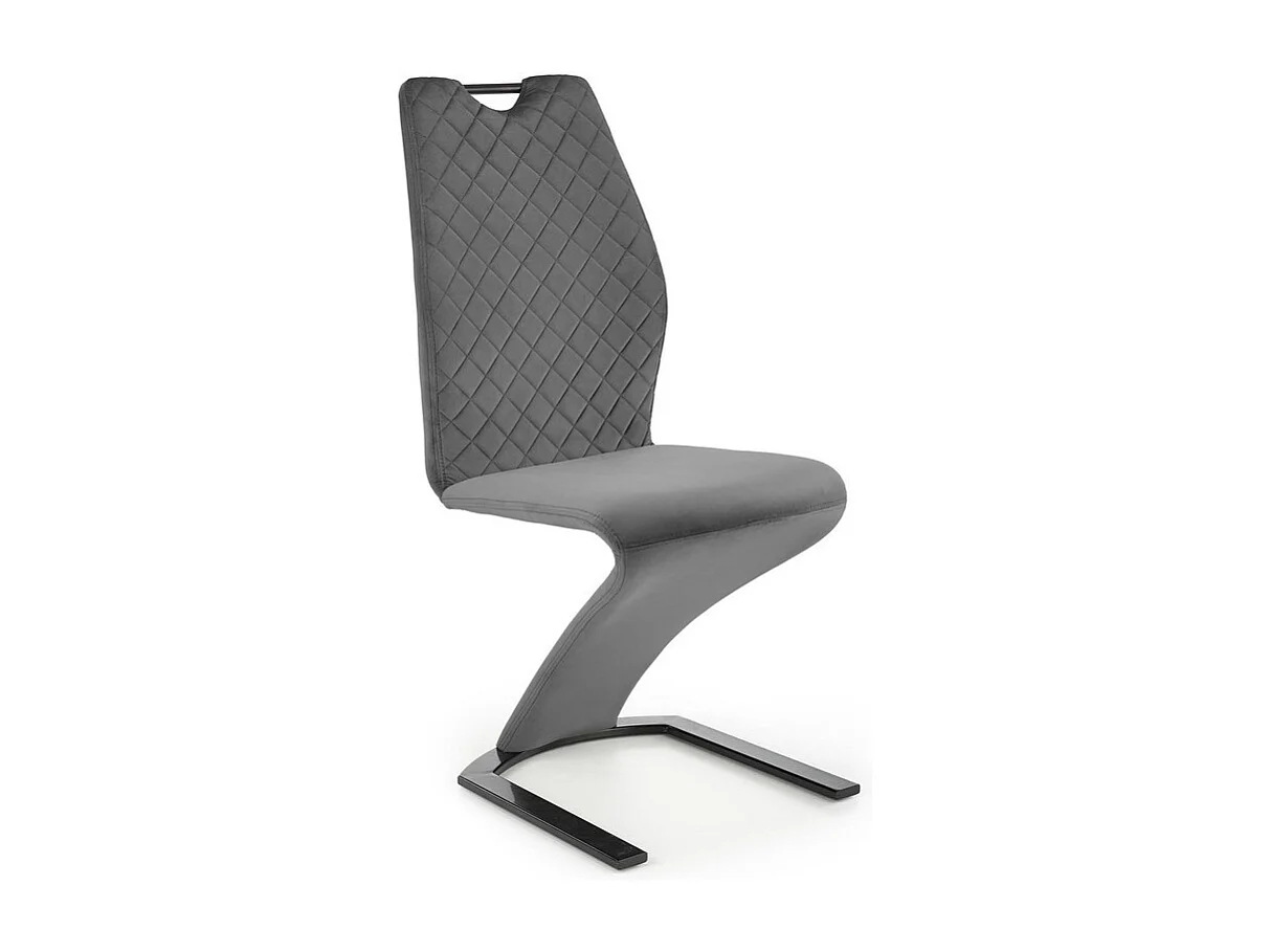 Sedia di design in velluto grigio con gamba a U in metallo nero VIDAR