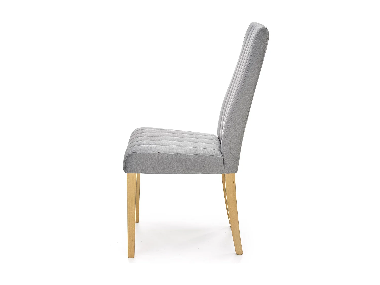 Chaise en velours gris matelassé avec pieds en bois massif KINTARO