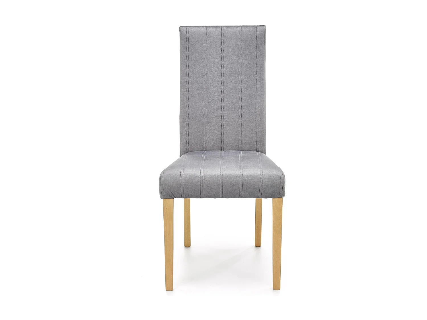 Chaise en velours gris matelassé avec pieds en bois massif KINTARO