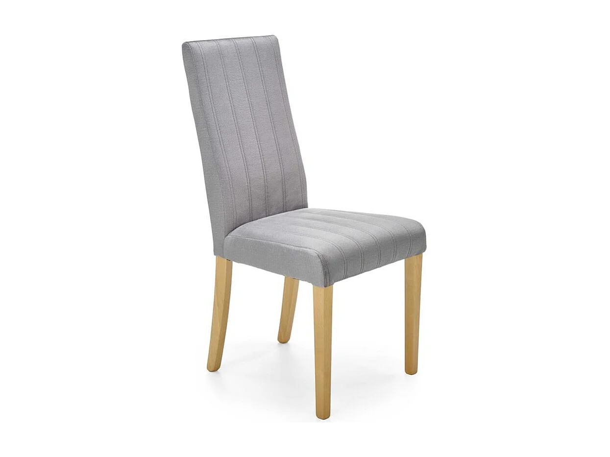 Chaise en velours gris matelassé avec pieds en bois massif KINTARO
