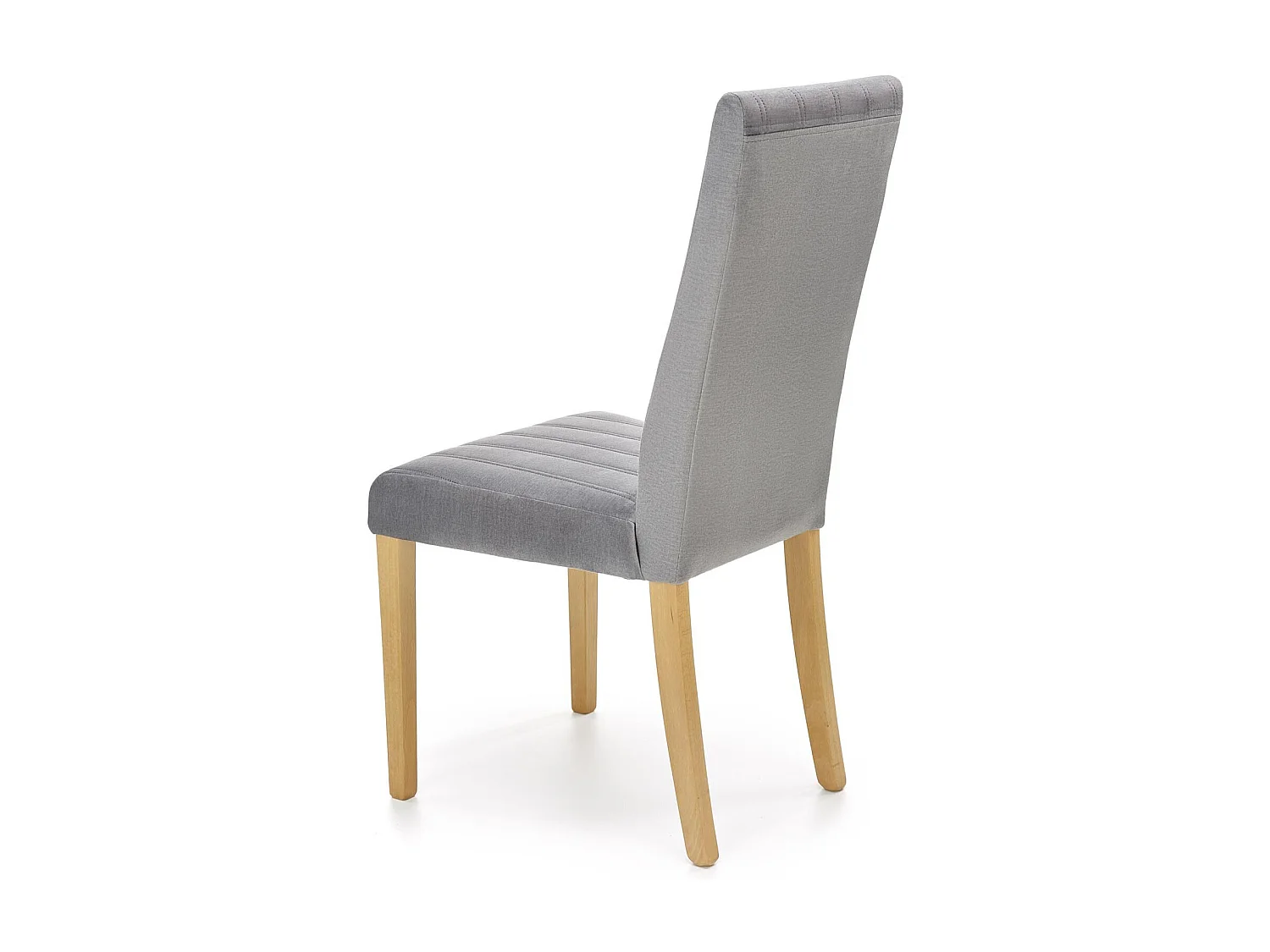 Chaise en velours gris matelassé avec pieds en bois massif KINTARO